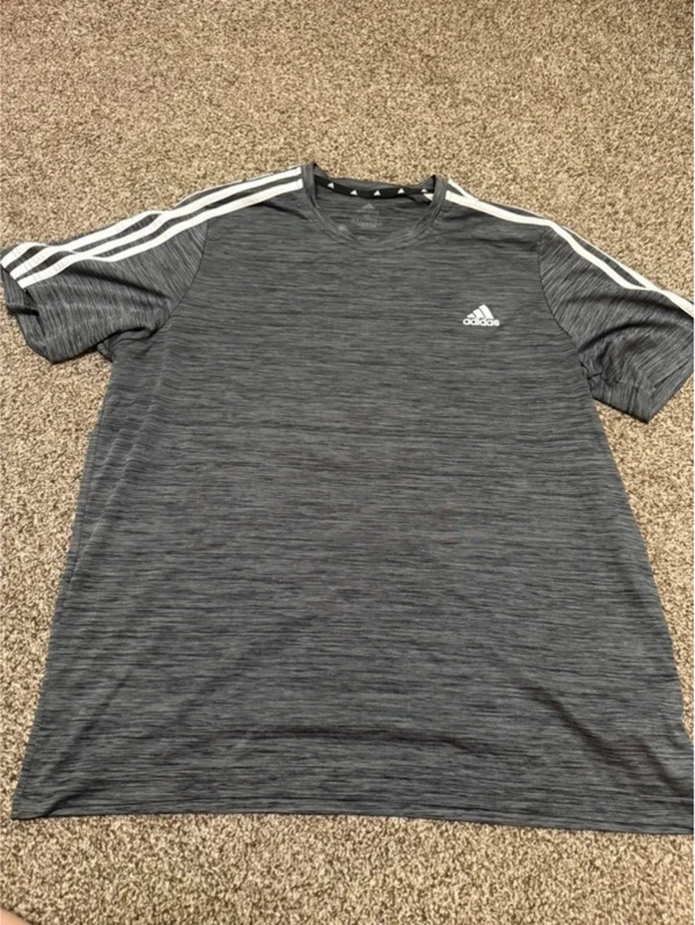Adidas Primegreen Aeroready Men’s XL Gray 3-Stripes Performance T-Shirt